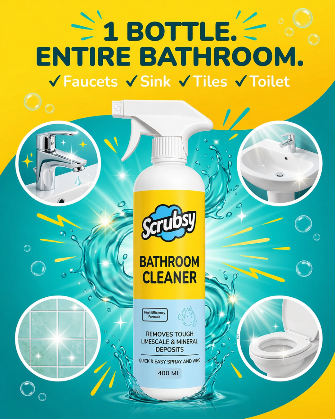 Scrubsy All-in-1 Bathroom Cleaner (400ml + 400ml FREE)