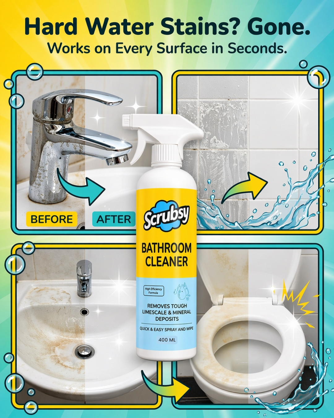 Scrubsy All-in-1 Bathroom Cleaner (400ml + 400ml FREE)
