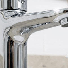 A shining chrome tap